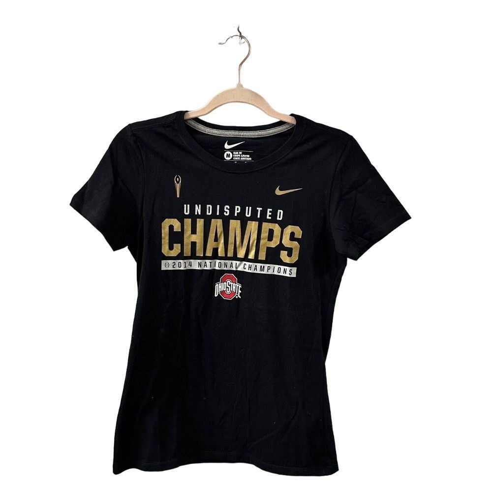 Nike Ohio State Buckeyes T-Shirt Womens M National Champions 2014 Slim Fit‎